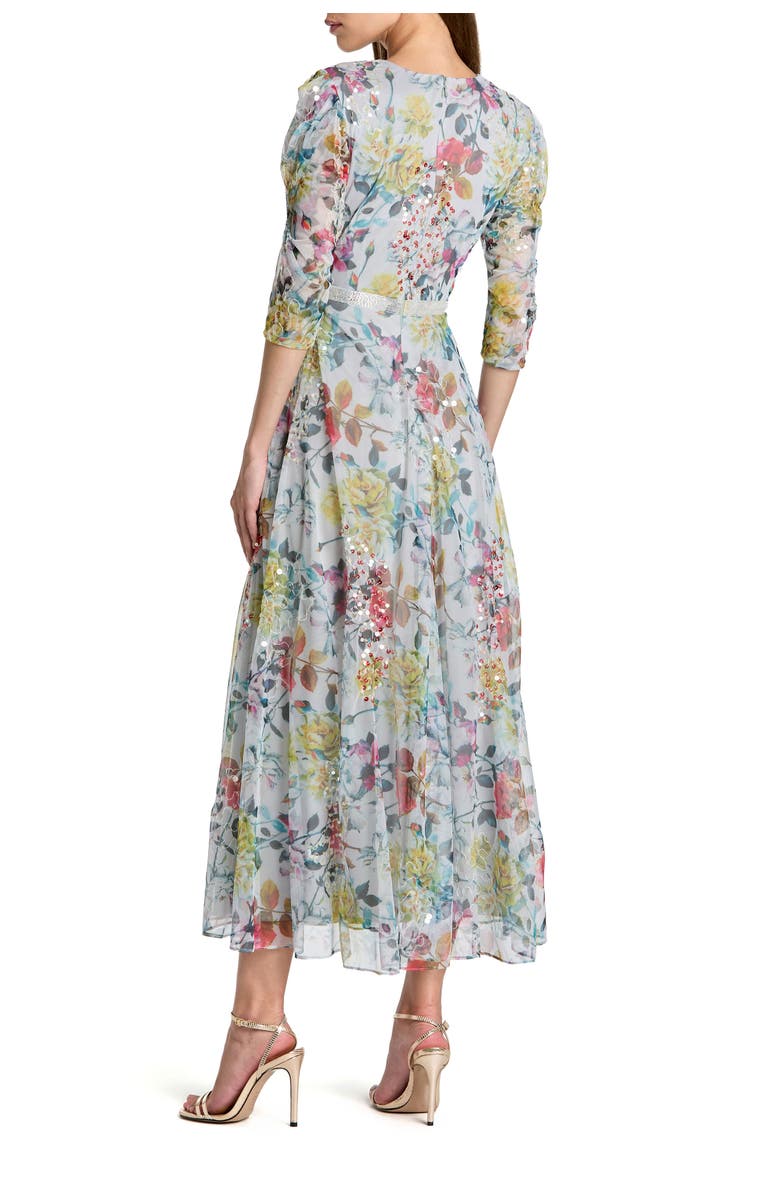 Mac Duggal Beaded Short Sleeve Crew Neck Sheath Midi Dress, Alternate, color, Burgundy