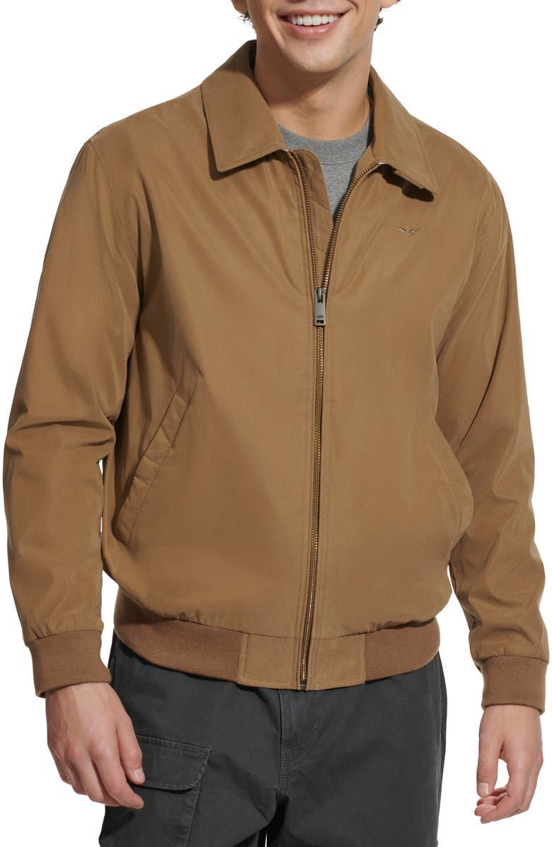 Dockers<sup>®</sup> Micro Twill Golf Bomber Jacket, Main, color, Brown