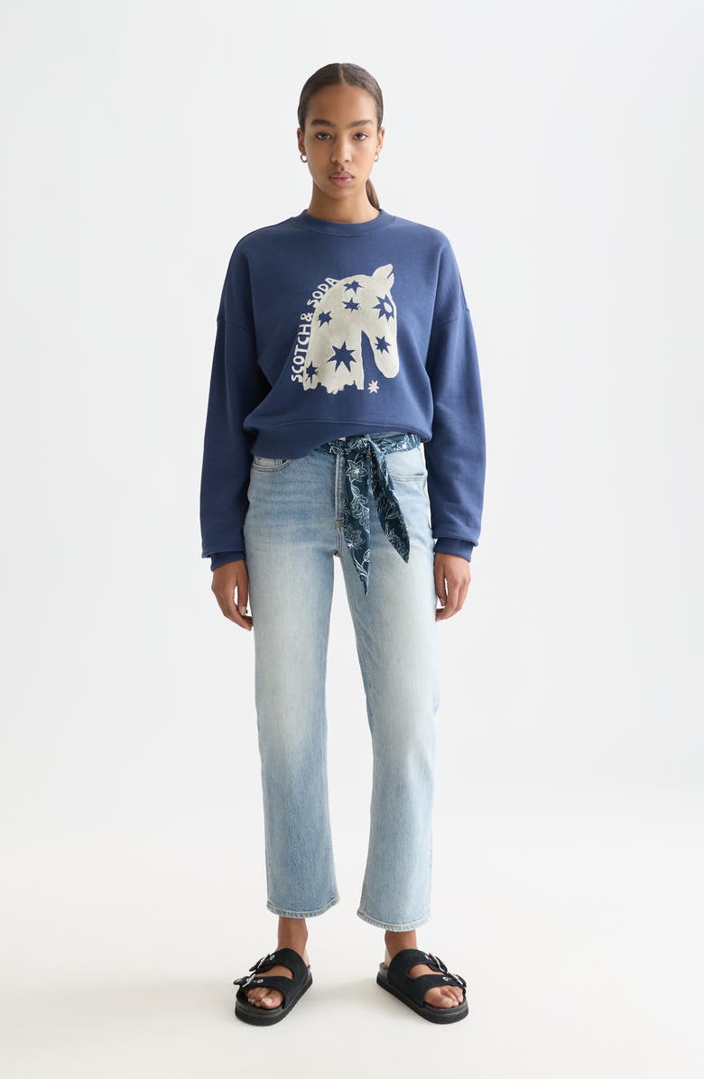 Scotch & Soda Horse Cotton Graphic Sweatshirt, Alternate, color, Oceana