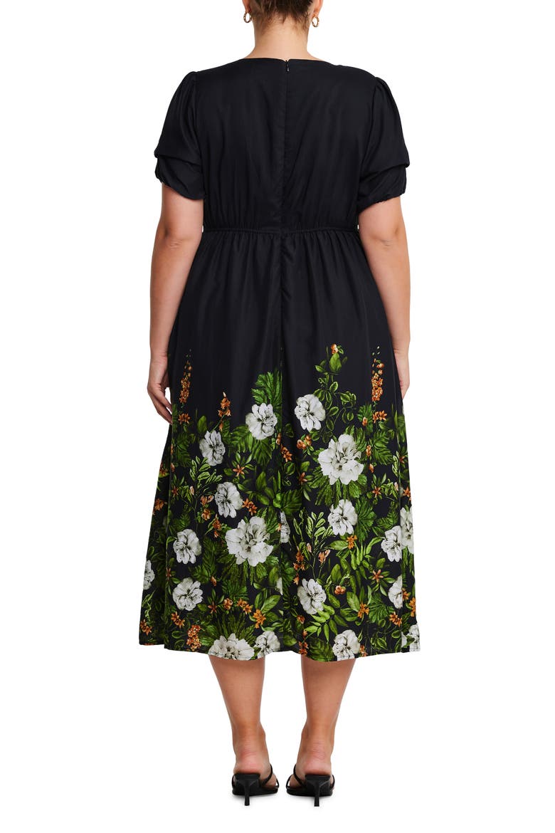 Midnight Forest Border Print Dress, Alternate, color, BLACK/ FOREST