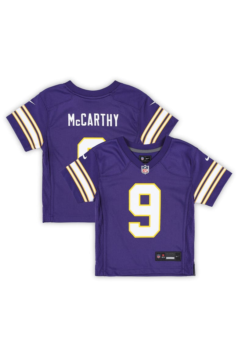 Preschool Nike J.J. McCarthy Purple Minnesota Vikings Classic Player Game Jersey, Main, color, Purple