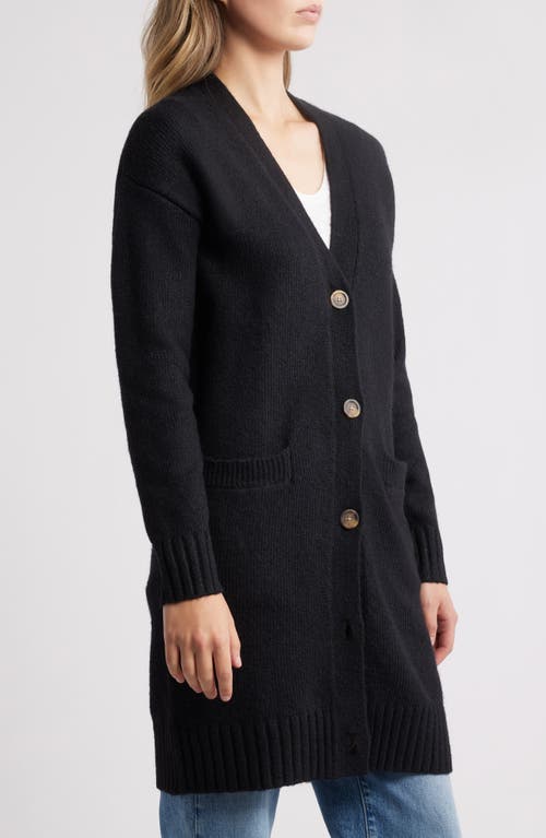 Caslonr Caslon(r) Easy Long Cozy Cardigan In Black