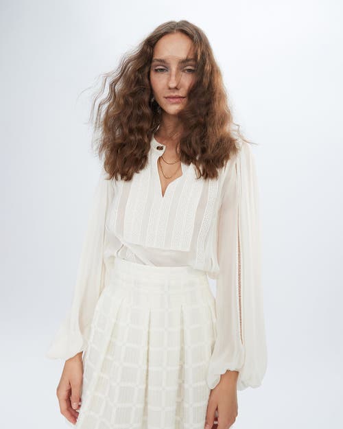 Theo The Label Atropos Windowpane Lace Banker Skirt In White
