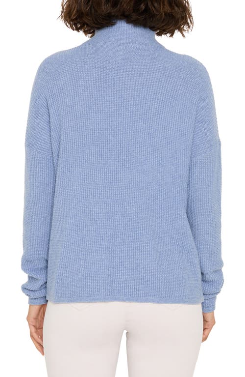 Nic + Zoe Nic+zoe Waffle Stitch Tuck Sweater In Blue