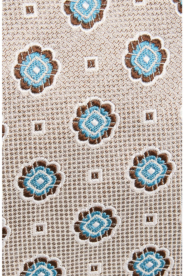 Floral Medallion Silk & Cotton Tie, Alternate, color, DUNE