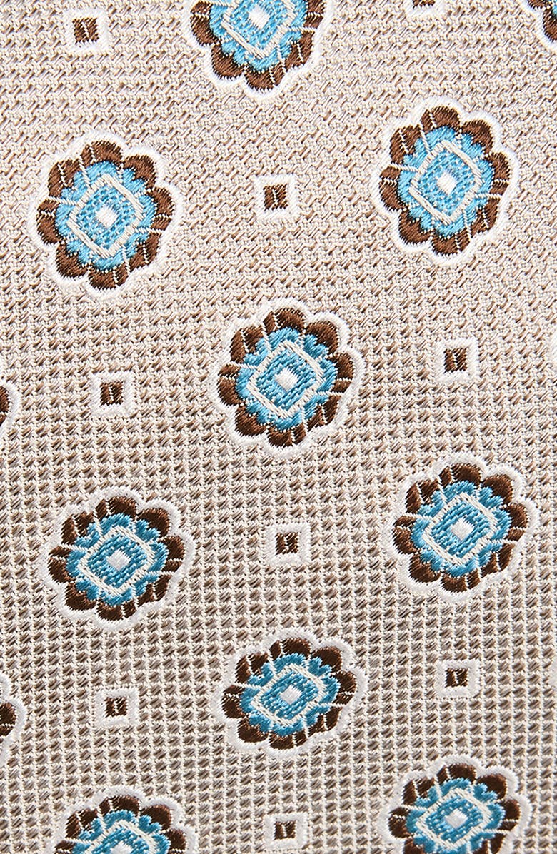 David Donahue Floral Medallion Silk & Cotton Tie, Alternate, color, Dune