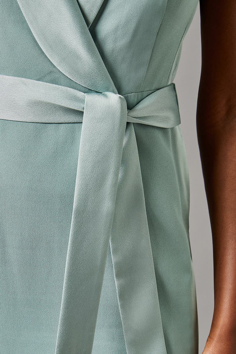 Tux Satin Midi Dress, Alternate, color, Sage