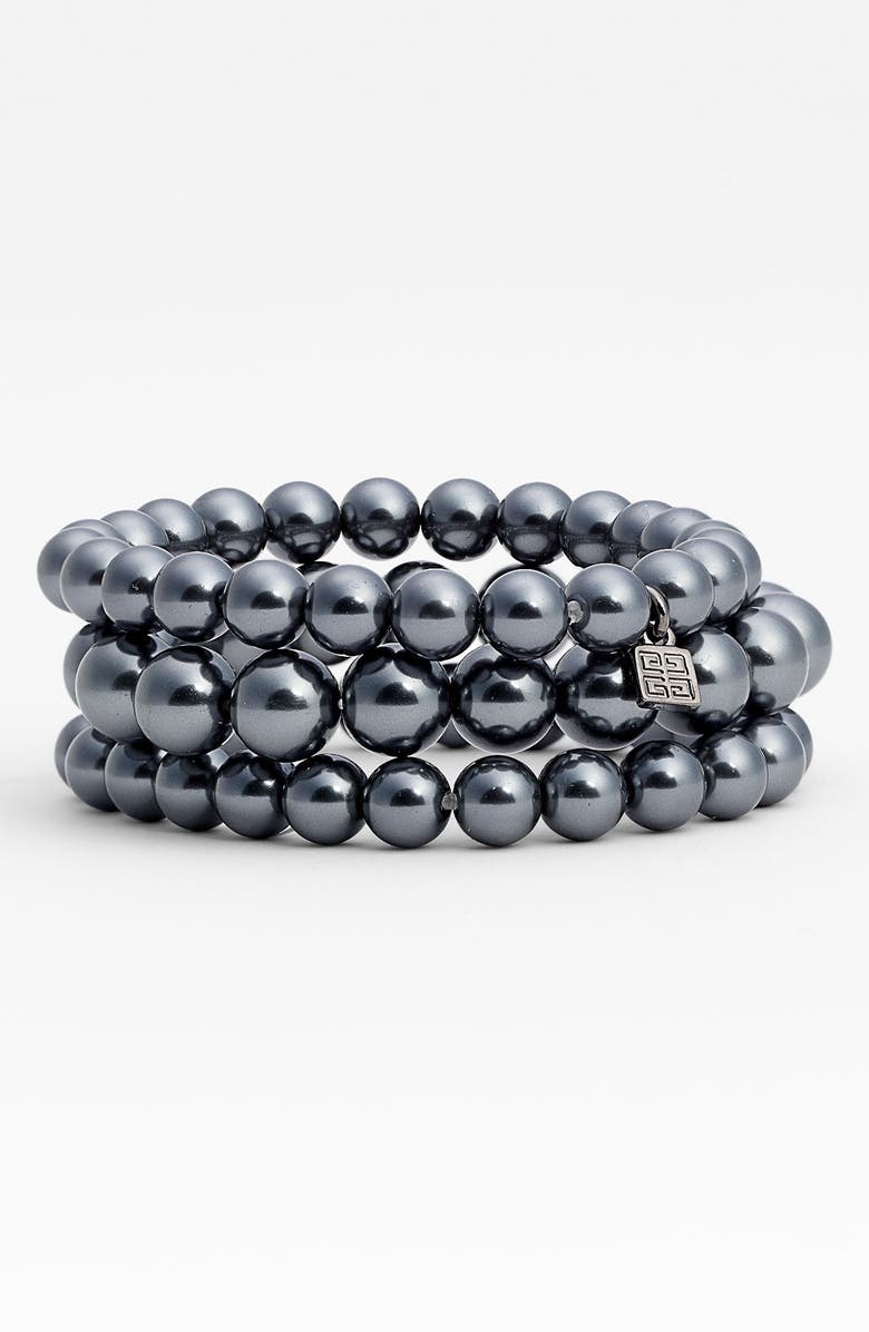 Givenchy Glass Pearl Stretch Bracelets, Main, color, 