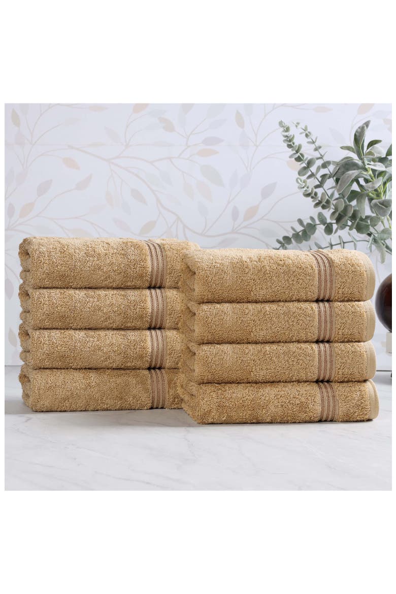 Egyptian Cotton Highly Absorbent Solid 8-Piece Towel Set, Alternate, color, TOAST