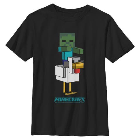 Boy's Minecraft Chicken Jockey Logo  Graphic T-Shirt