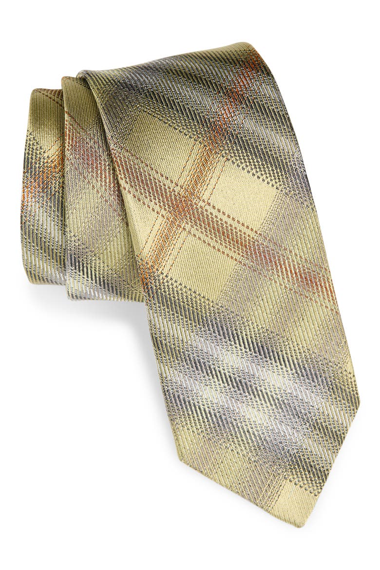 Manston Check Jacquard Silk Tie, Main, color, GLADE GREEN IP CHECK
