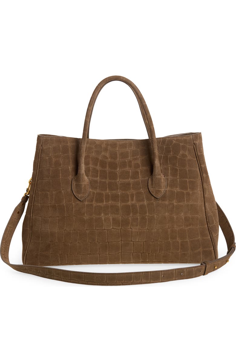 AMIRI Honey 50 Croc Embossed Suede Tote, Alternate, color, Dark Brown