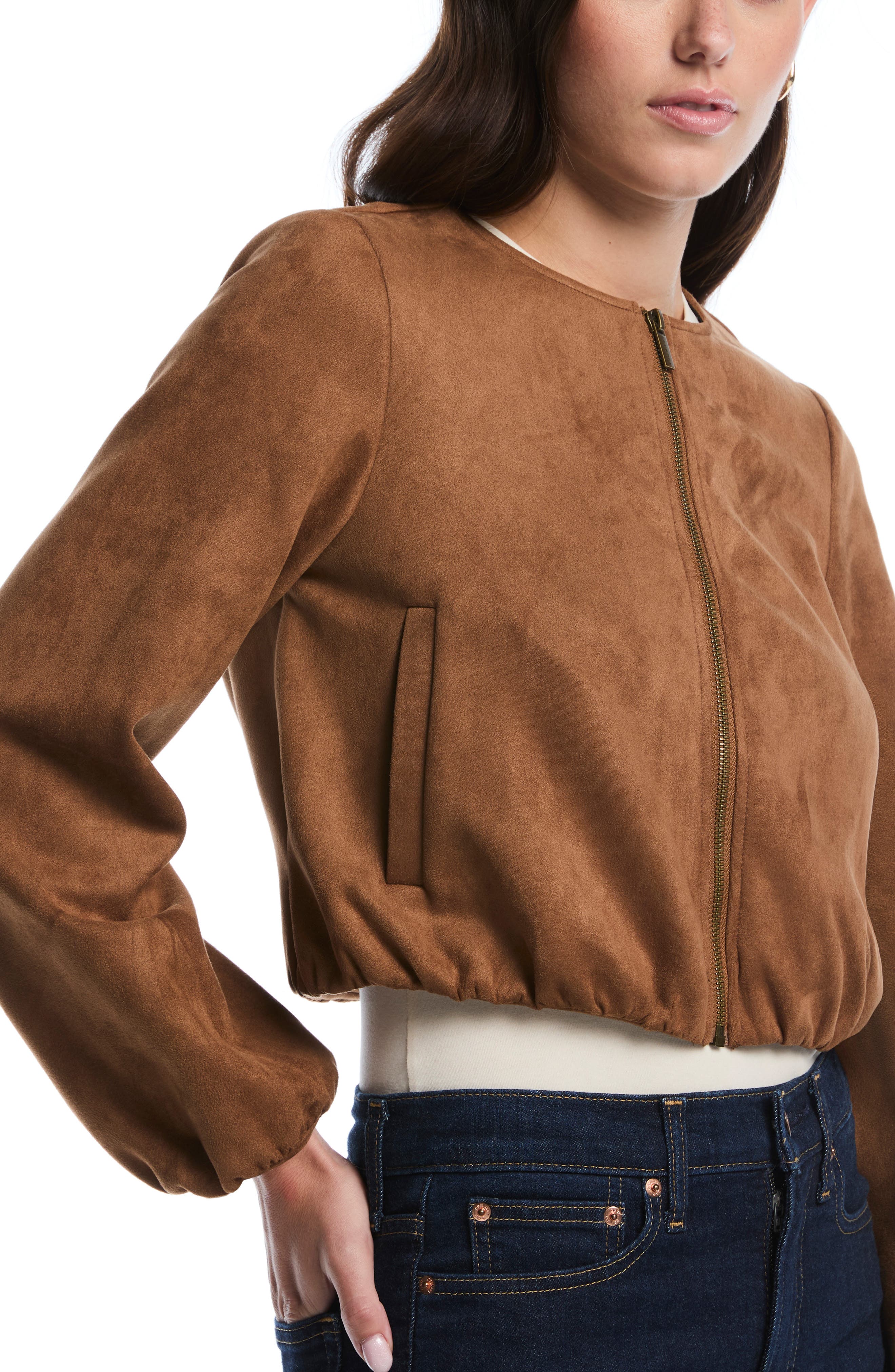 Laundry by Shelli Segal Faux Suede Bubble Jacket (Women) | Nordstromrack