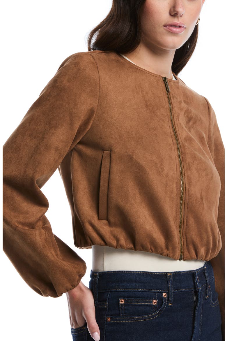 Faux Suede Bubble Jacket, Alternate, color, RUBBER