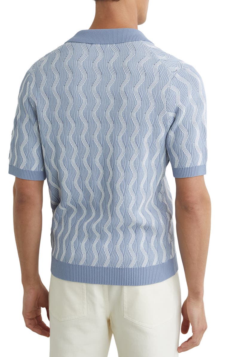 Reiss Johnny Wave Knit Cotton Camp Shirt, Alternate, color, Soft Blue