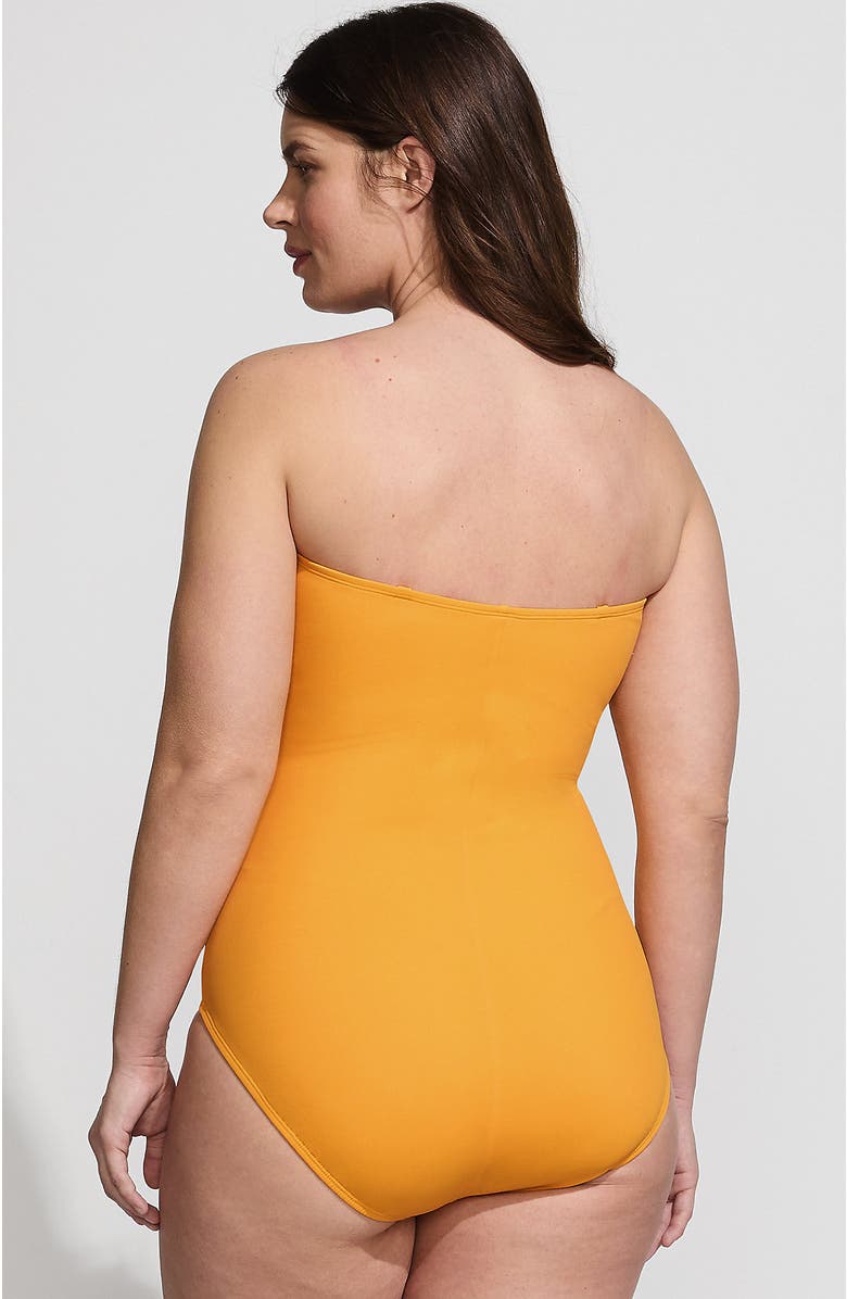 Lands' End Plus Size Slender Suit U-Wire Bandeau One Piece Swimsuit, Alternate, color, Sweet Mango