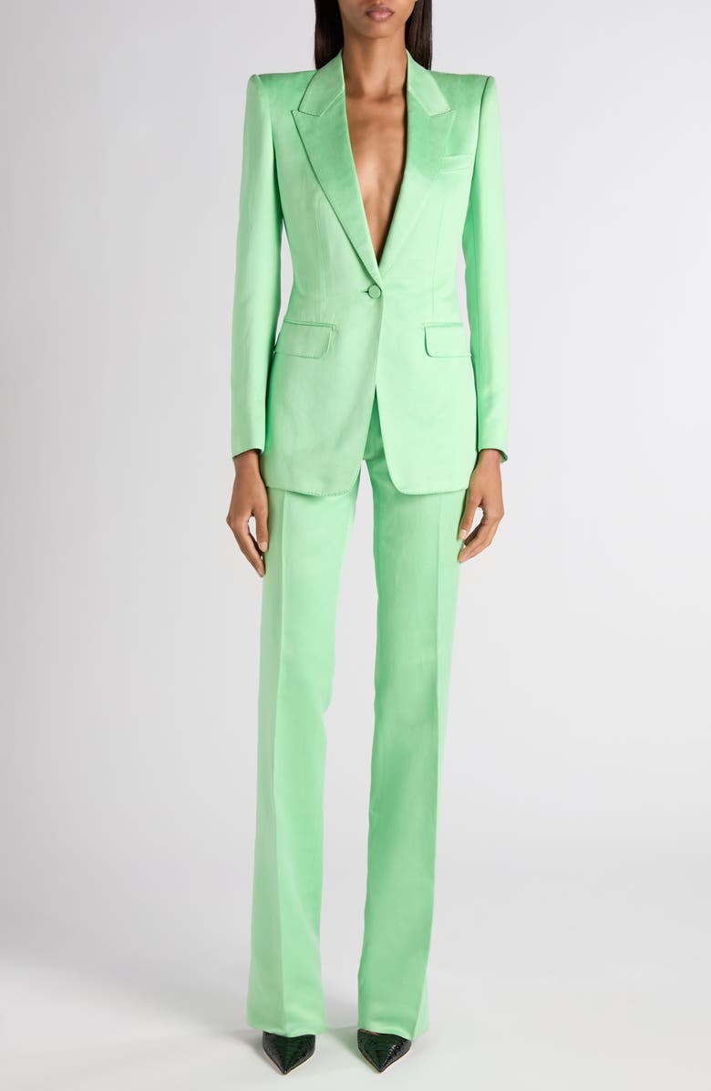 TOM FORD Washed Duchesse Satin Trousers, Alternate, color, Summer Green