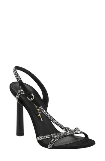Ferragamo Jole X5 Crystal Embellished Heels In Black