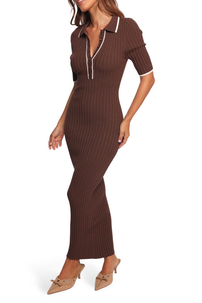 Conner Short Sleeve Sweater Dress, Alternate, color, CHOCOLATE