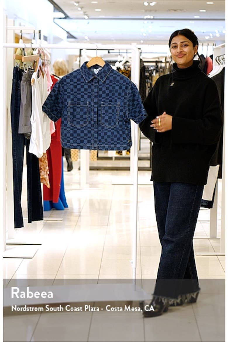 Blue Wave Print Cotton Denim Crop Shirt video