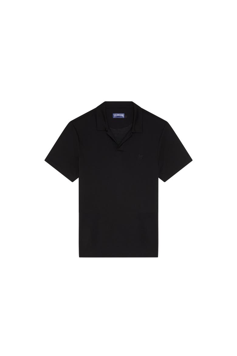 Men Tencel Polo Shirt Solid, Main, color, Black