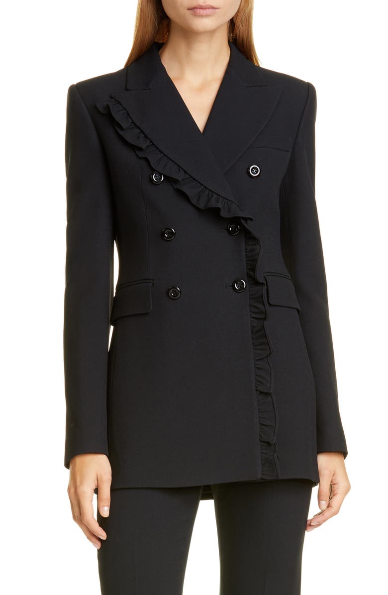 Michael Kors Collection Ruffle Double Breasted Blazer, Main, color, 