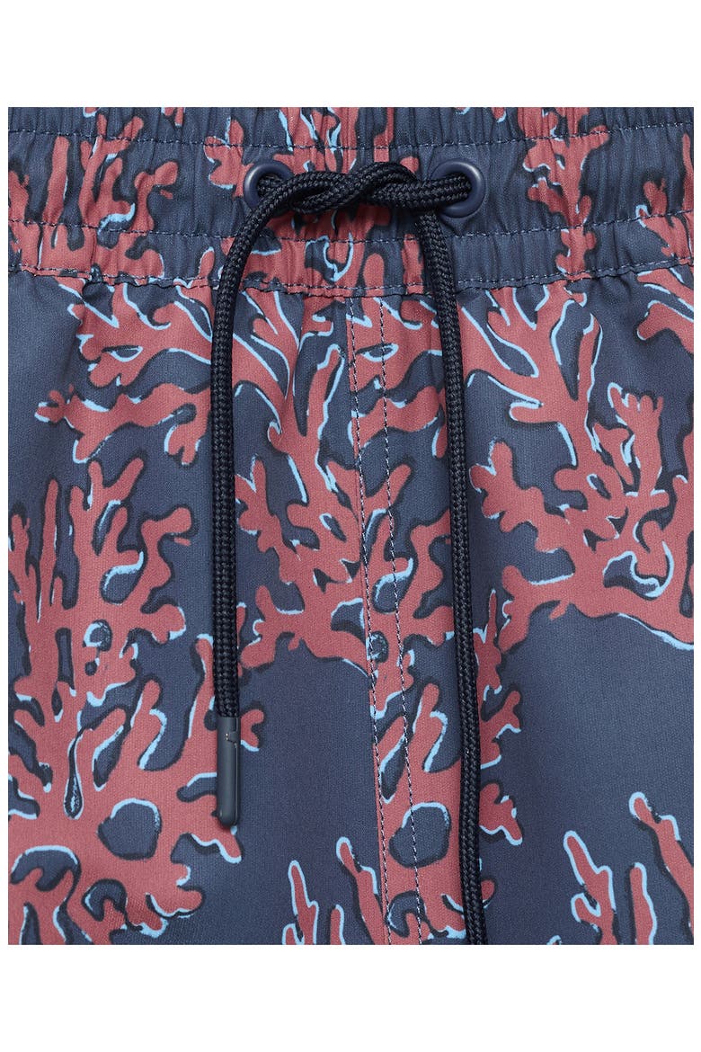 Coral Print Swim Trunks, Alternate, color, CORAL RED