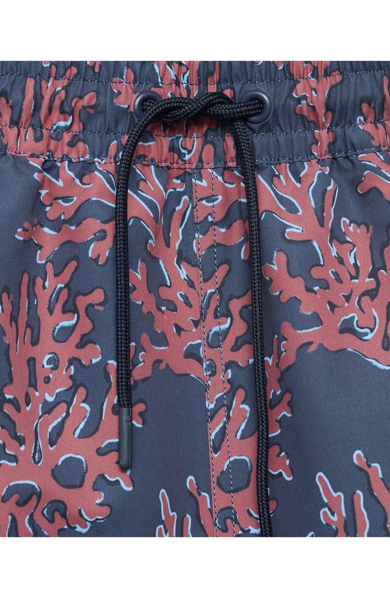 MANGO Coral Print Swim Trunks, Alternate, color, Coral Red