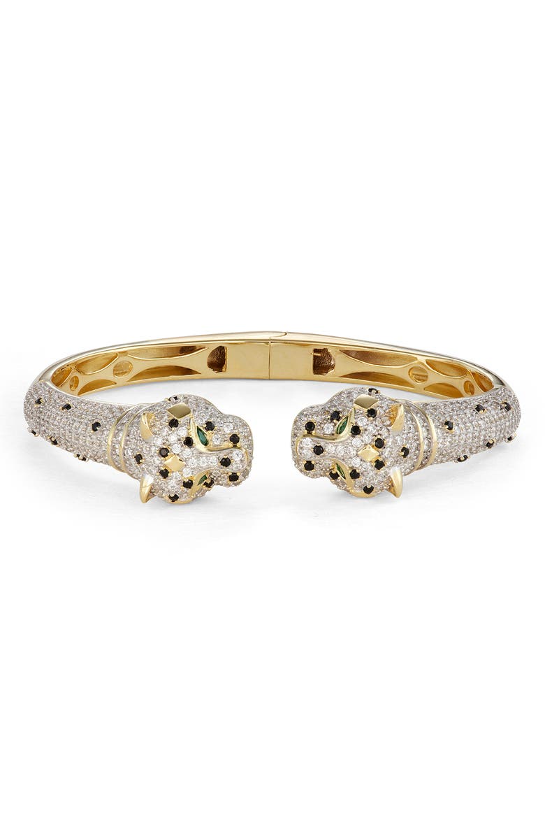 FZN 14K Gold Plated Sterling Silver CZ Panther Bangle Bracelet, Main, color, Gold