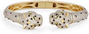 FZN 14K Gold Plated Sterling Silver CZ Panther Bangle Bracelet