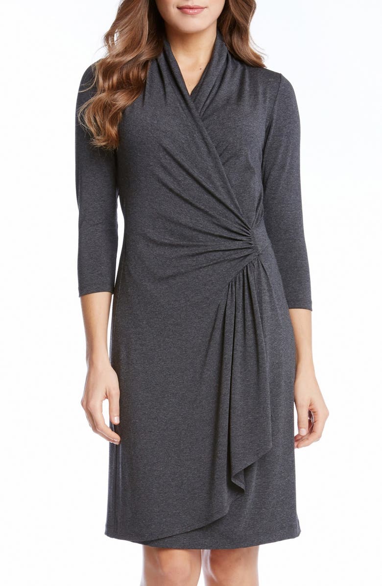 Karen Kane Cascade Faux Wrap Dress, Main, color,