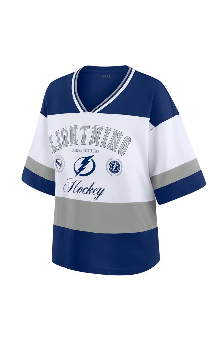 WEAR by Erin Andrews Women's WEAR by Erin Andrews Blue/White Tampa Bay Lightning Jersey Style Tee, Alternate, color, Blue