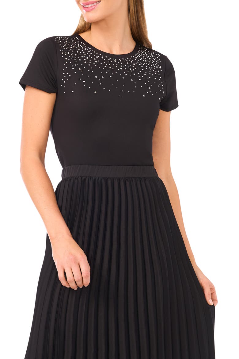 Rhinestone Compression T-Shirt, Main, color, BLACK/ SILVER