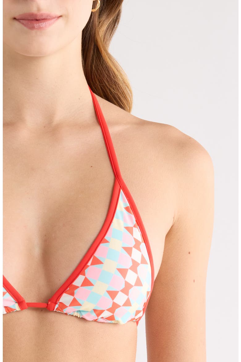 Geomatrix Ginger Bikini Top, Alternate, color, RED