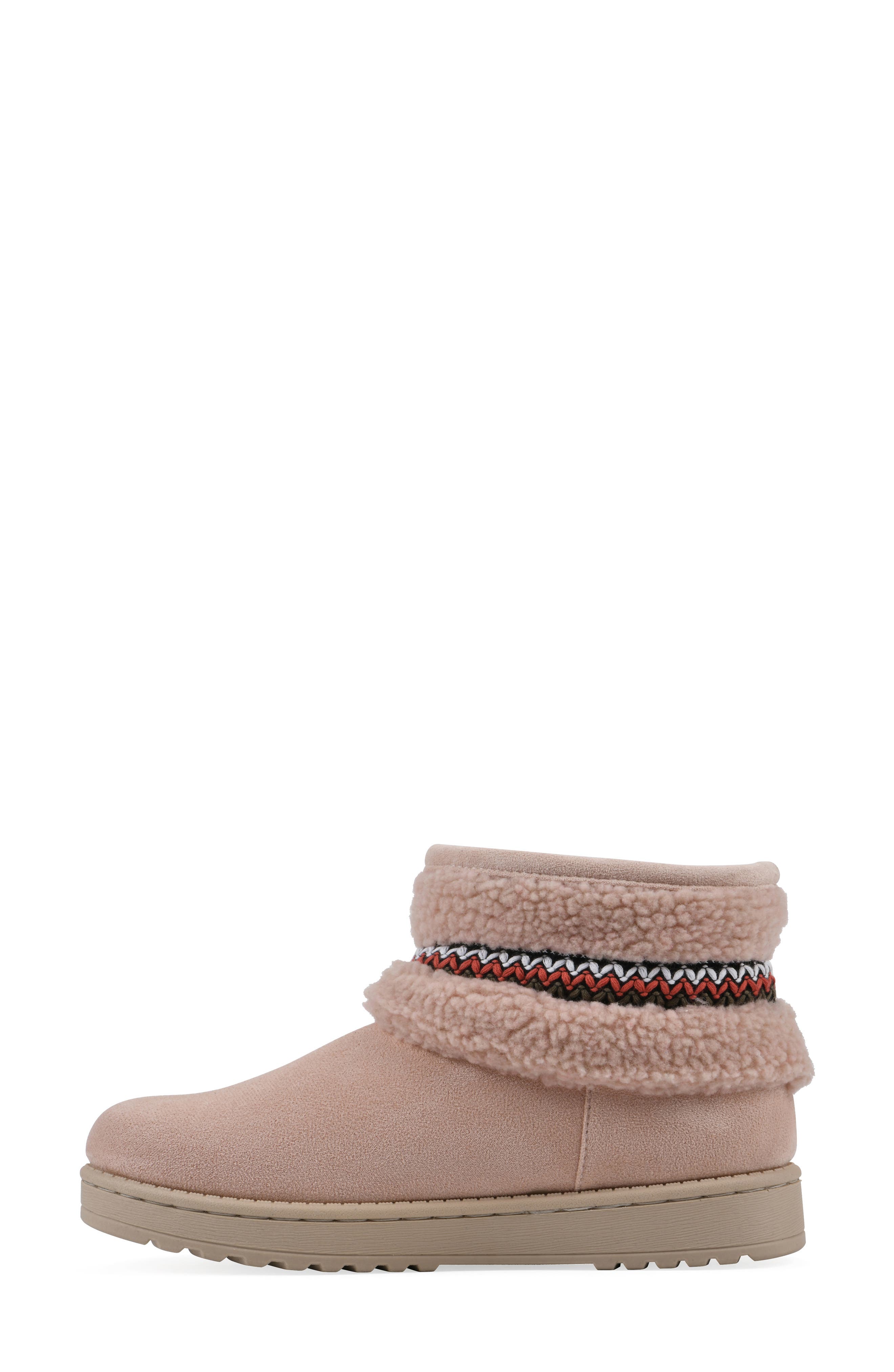 Icons Faux Shearling Trim Bootie, Alternate, color, BLUSH FABRIC