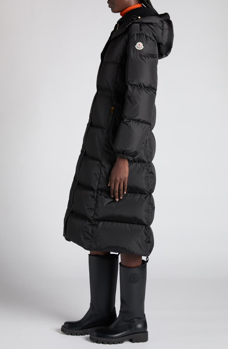 Moncler Chamer Down Long Coat, Alternate, color, Black