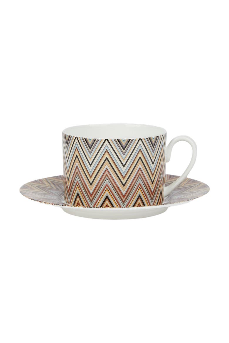 Zigzag Jarris Set Of 6 Tea Cups & Saucers, Main, color, White