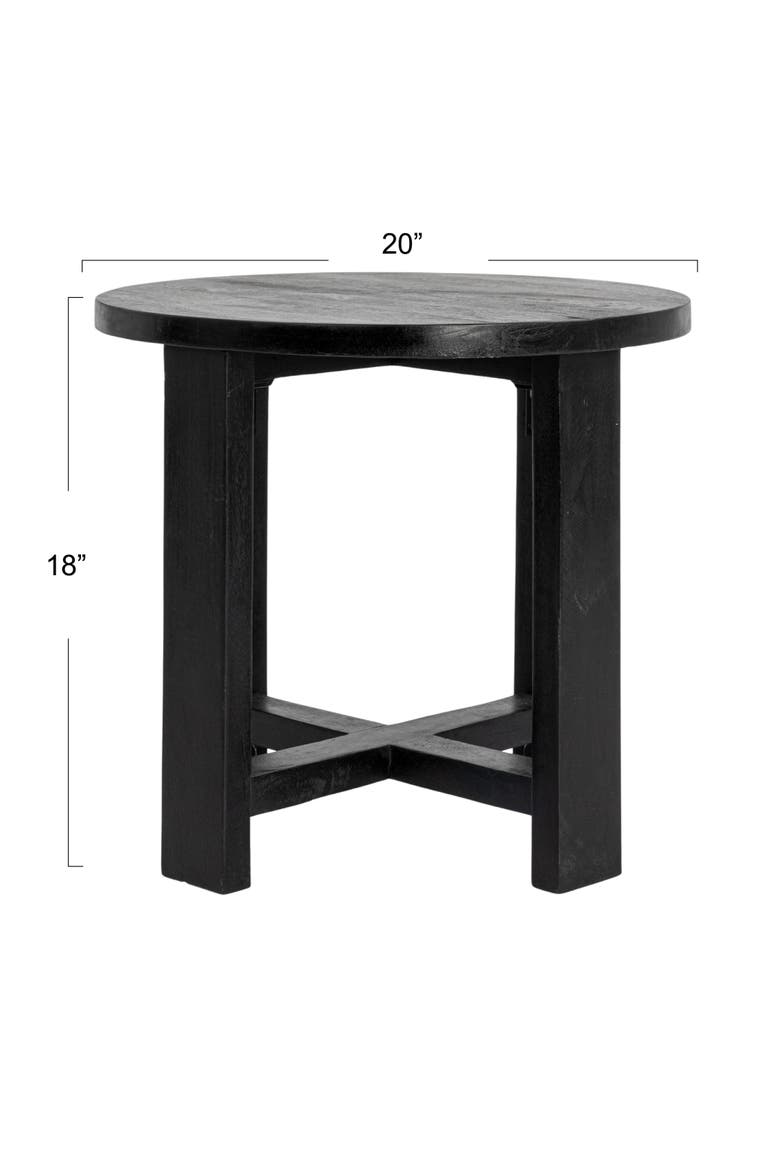 Elegant Acacia Trestle Round End Table, Black, Alternate, color, Black