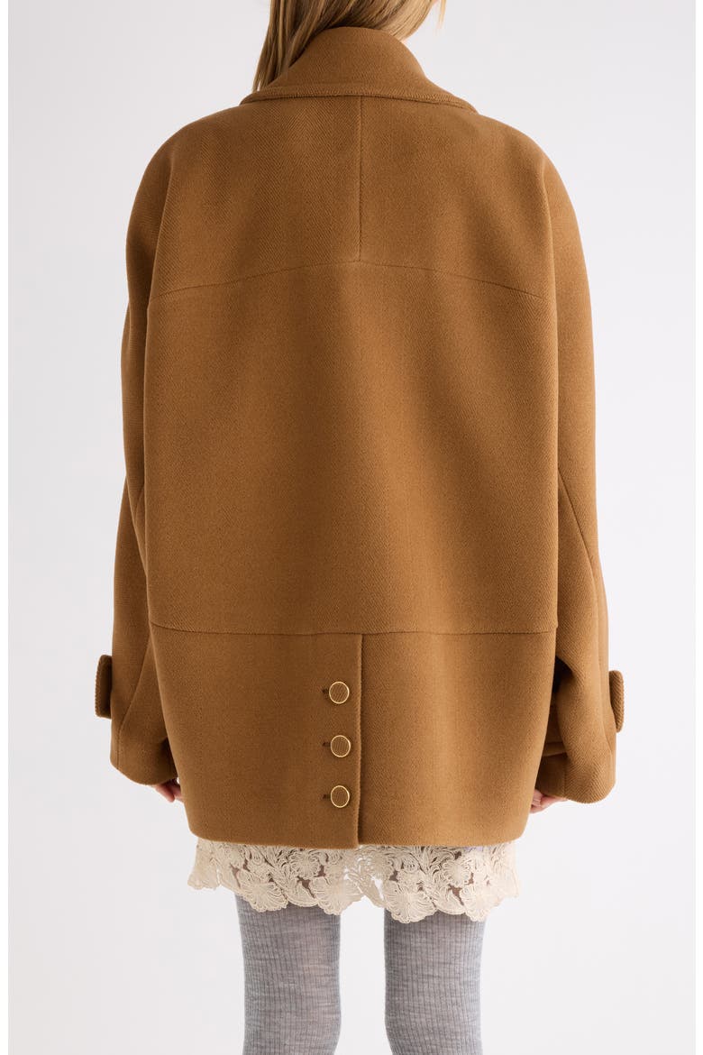 Double Breasted Virgin Wool Herringbone Coat, Alternate, color, DUSTY CAMEL