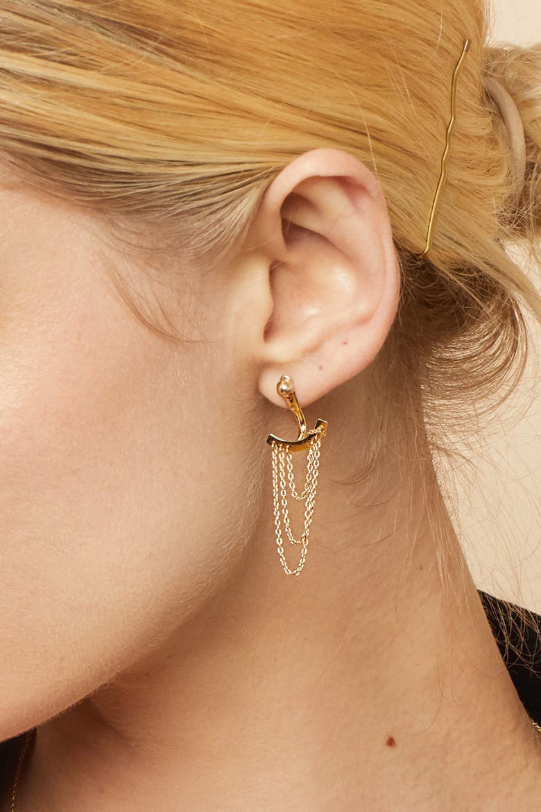 14K Yellow Gold Palermo Ear Jackets, Alternate, color, Yellow Gold