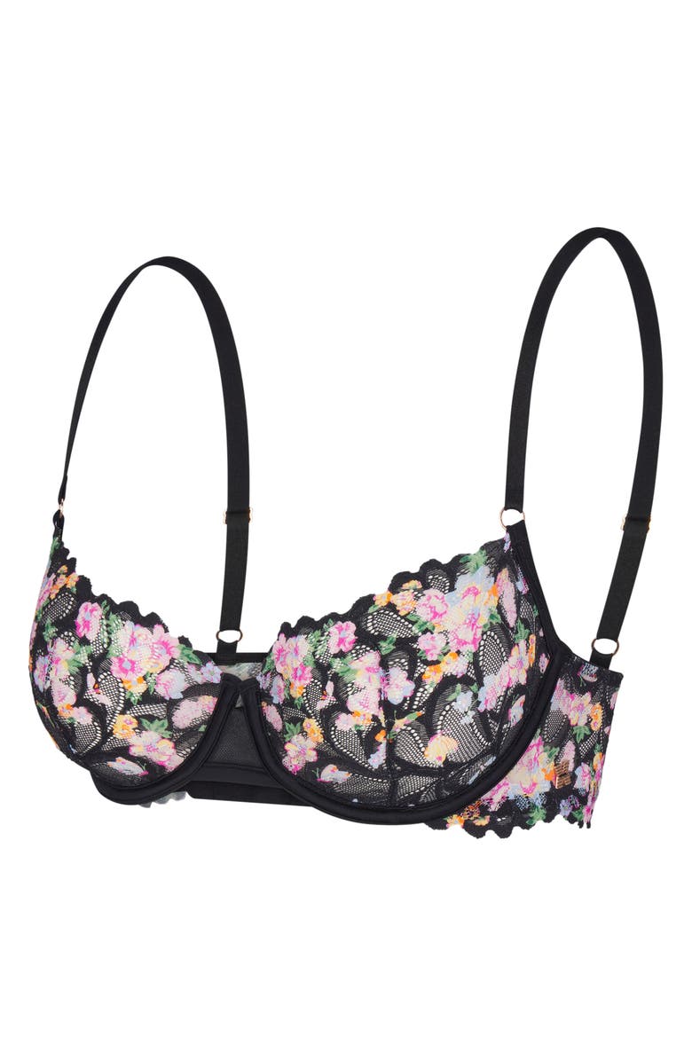 SAVAGE X FENTY Savage Not Sorry Unlined Lace Balconette Bra, Alternate, color, Black Caviar