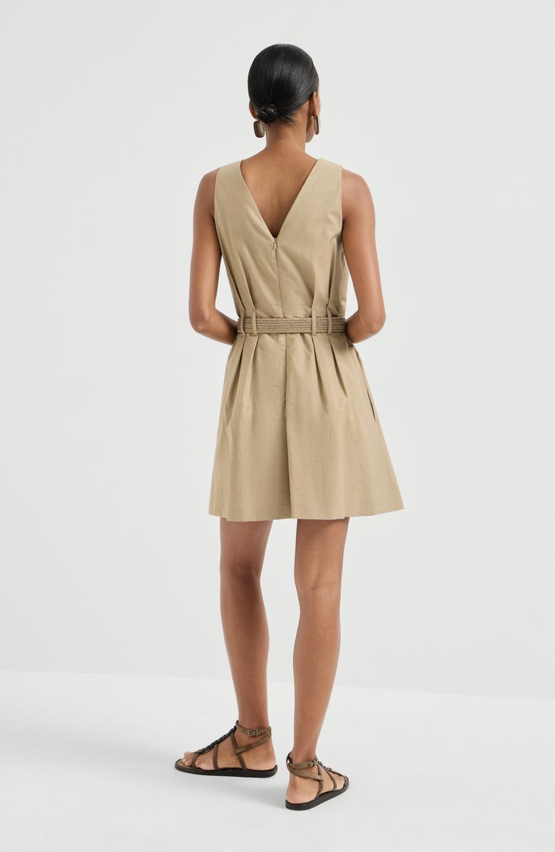 Brunello Cucinelli Twill belted dress, Alternate, color, Beige