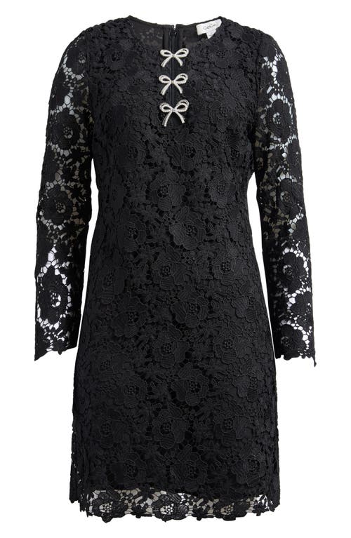 Cece Bow Trim Lace Sheath Dress In Black