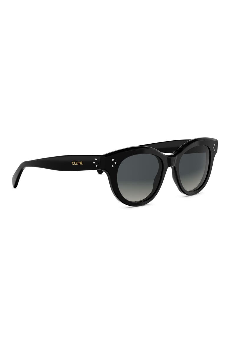 3 Dots 51mm Round Sunglasses, Alternate, color, SHINY BLACK / GRADIENT SMOKE