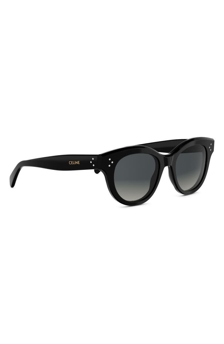 CELINE 3 Dots 51mm Round Sunglasses, Alternate, color, Shiny Black / Gradient Smoke