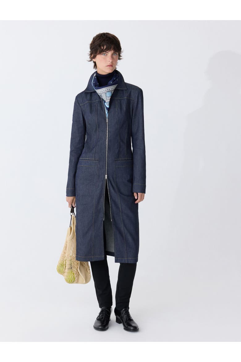 RIIA Long Jean Jacket, Alternate, color, Indigo