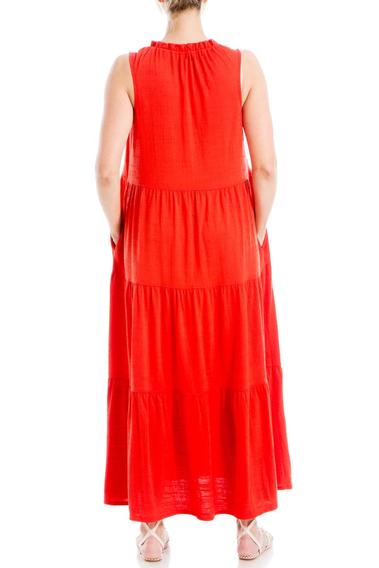 Tie Neck Tiered Jersey Maxi Dress, Alternate, color, LAVA-LAVA
