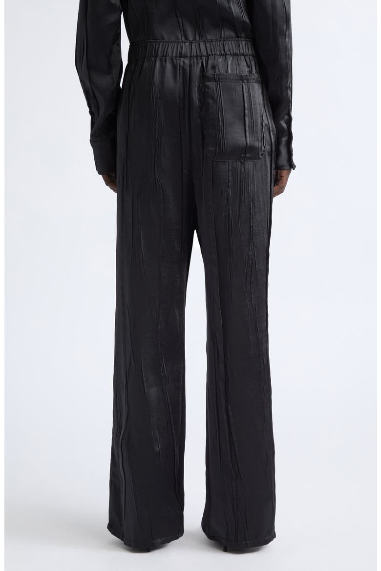 Crinkled Satin Wide Leg Pants, Alternate, color, BLACK