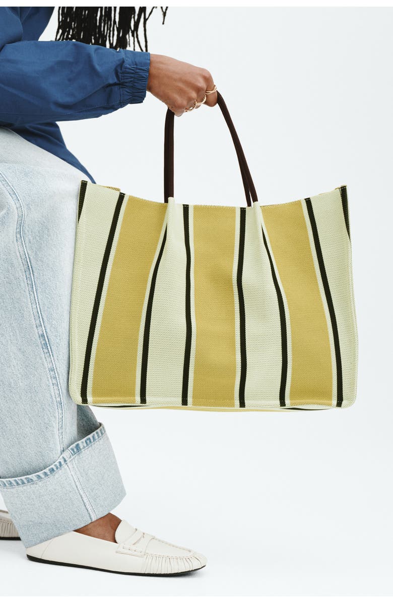 H&M Tote bag, Main, color, Light Beige/Yellow Striped