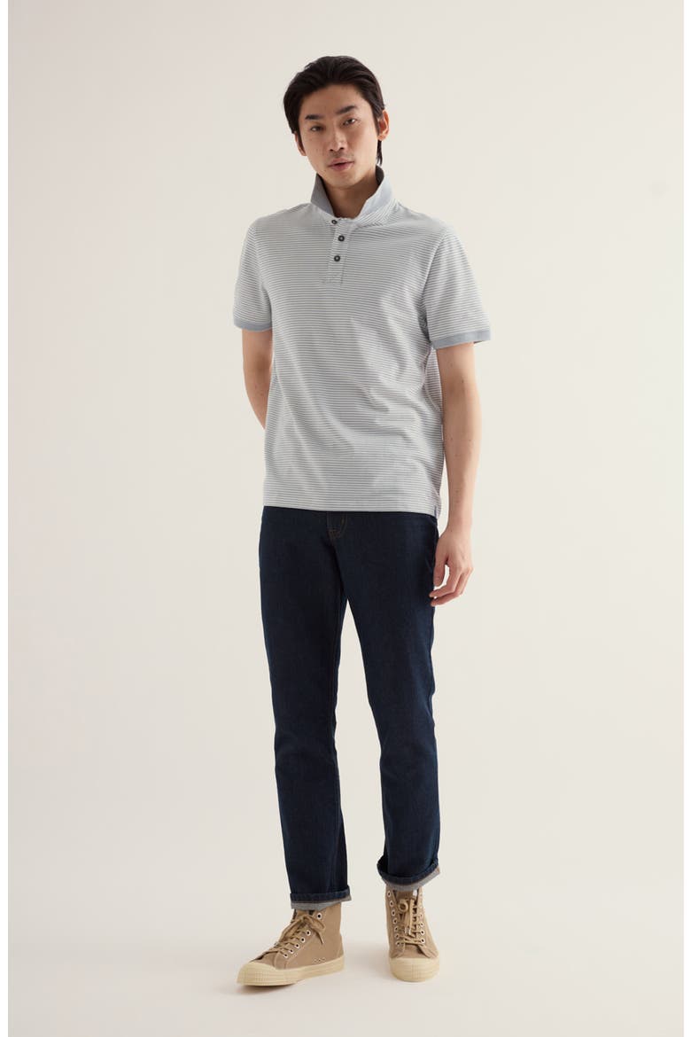 Balefire Striped Organic Cotton Polo, Alternate, color, WOAD QUARRY